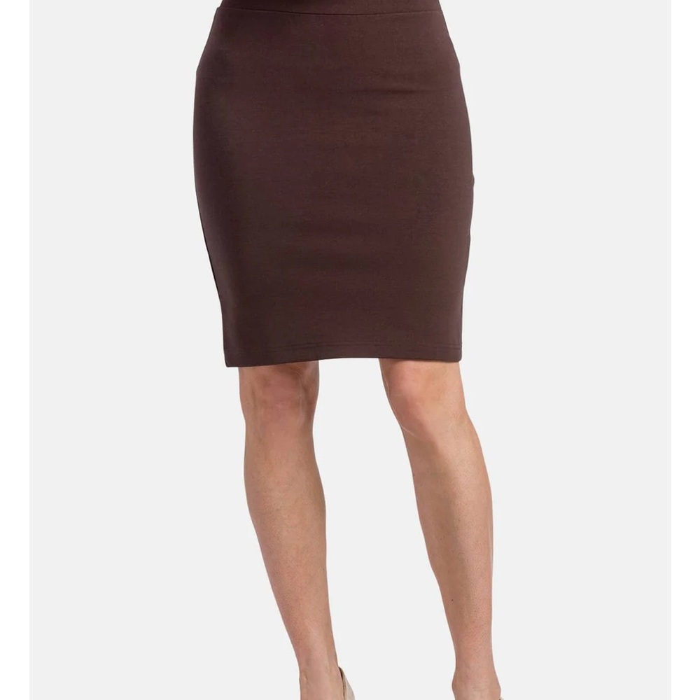 J. Jill Ponte Pencil Skirt Walnut color dark brown stretch and flexible waist